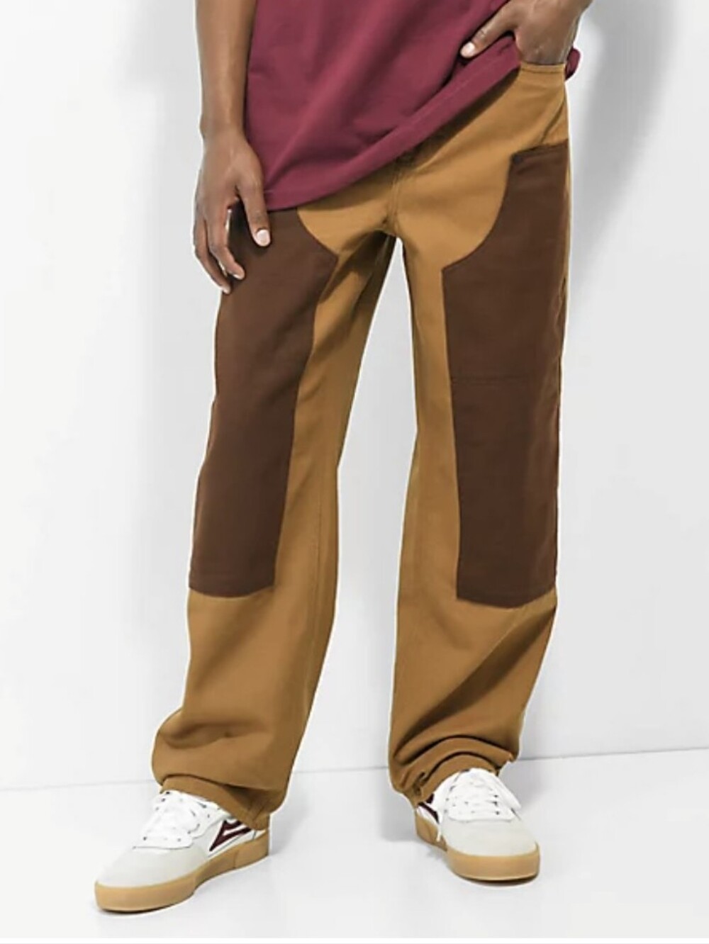 Empyre Two-Tone Brown Work Pants - Tan with Brown Knee Patches
